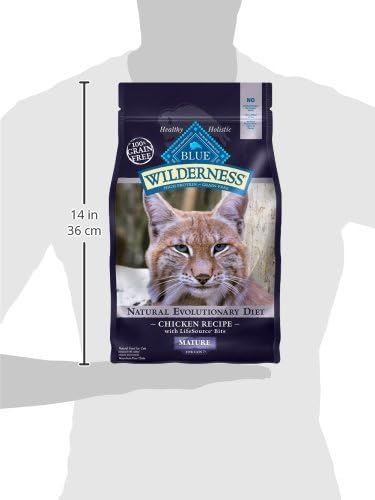 Blue Buffalo Wilderness Natural Mature Dry Cat Food for Cats 7+ Years, High-Protein and Grain-Free Diet, Supports Immune System Health and Energy to Stay Active, Chicken, 5-lb. Bag-PawvioPets