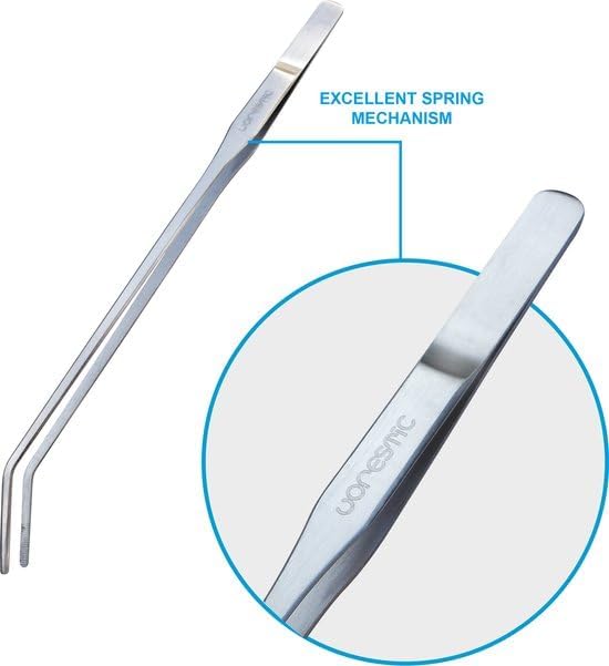 2 Pcs 10.6 Inches Heavy Duty Reptile Feeding Tongs, Long Aquarium Tweezers, Straight and Curved Long Tweezers for Aquarium and Terrarium-PawvioPets