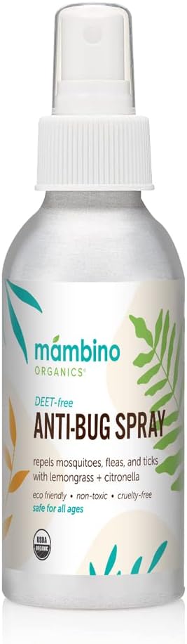 Anti-Bug Spray DEET-Free – Organic, All-Natural Bug Spray Travel Size with Essential Oils – Non-Toxic, Reef Safe, Face-Safe Bug Repellent for Babies, Kids, Adults by Mambino Organics, 2.7oz-PawvioPets