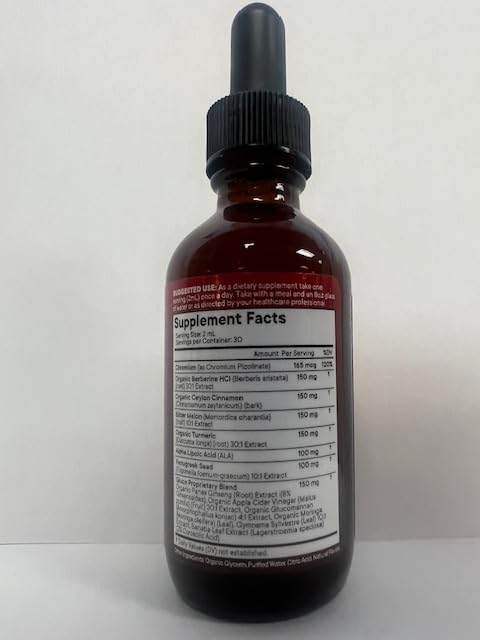 Berberine with Ceylon Cinnamon Supplement Liquid Drops + Bitter Melon Extract, Glucomannan, Gymnema, Chromium, Turmeric, Panax Ginseng, Moringa- 4 OZ-PawvioPets