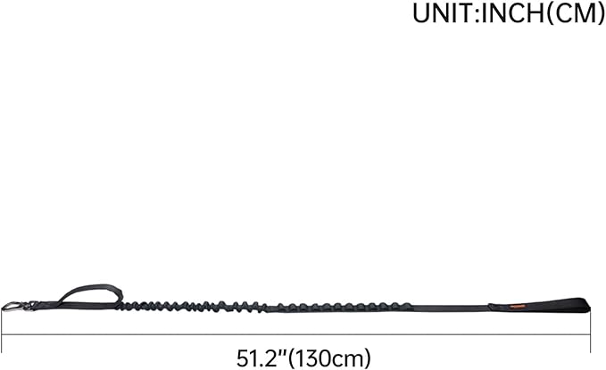 EXCELLENT ELITE SPANKER Tactical Bungee Dog Leash Military Adjustable Dog Leash Quick Release Elastic Leads Rope with 2 Control Handle(Black-PawvioPets