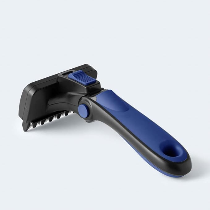 Deshedding Dog Brush for Long Hair (Medium,Blue) – Gentle Deshedding tool for Dogs & Cats – Reduces shedding, without damaging topcoat. Removes Loose Fur & Dead Undercoat.-PawvioPets