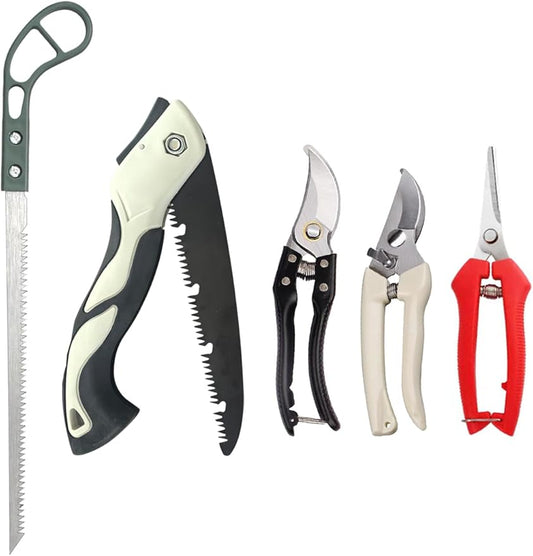 5 Piece Gardening Scissors Folding Saw Pruner Set with Pruner Saw Hand Garden Clippers Set-PawvioPets