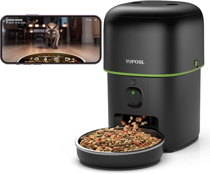 Automatic Cat Feeder with Camera - 5G WiFi Auto Cat Food Dispenser, 1080P HD Video with Night Vision, 1-15 Meals, 1-99 Portions, 2-Way Audio, Keeps Food Fresh, Timed Pet Feeder Also for Dogs-PawvioPets