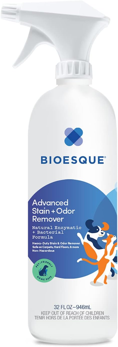 Bioesque Advanced Stain + Odor Remover, Pet-Friendly Natural Enzymatic & Bacterial Formula, Heavy-Duty Stain & Odor Remover, Safe on Carpets, Hard Floors, & More, 32 Fl Oz (Pack of 6)-PawvioPets