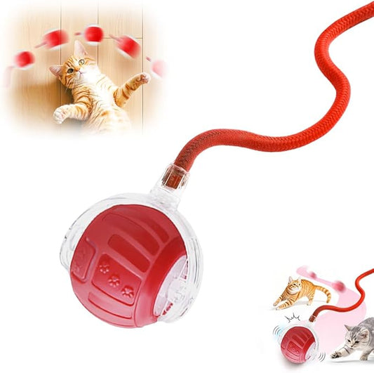 2026 New Interactive Pet Toy Ball, Smart Interactive Toy Ball for Cats & Dogs, Electric Rolling Pet Toy Ball, Rechargeable Interactive Cat Toys for Bored Indoor Cats Kittens to Keep Busy (Red)-PawvioPets
