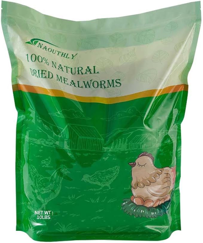10lbs Dried Mealworms - Premium Non-GMO Chicken Feed, Nutritious High Protein Meal Worms- Food and Treats for Laying Hens, Wild Birds, Ducks, Chicken-PawvioPets
