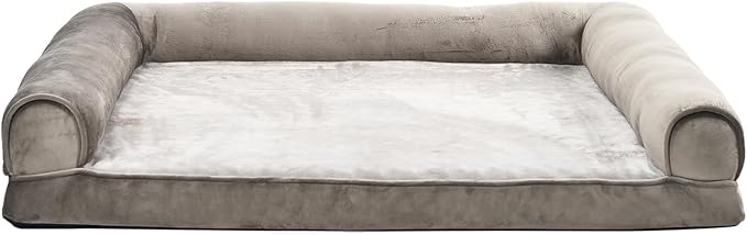 Amazon Basics Dog Bed with Cooling Gel Memory Foam, Pressure-Relief Support for Dogs up to 30lbs, Non-Slip Bottom, Machine Washable Cover, Medium Sized (30" x 20"), Brown-PawvioPets