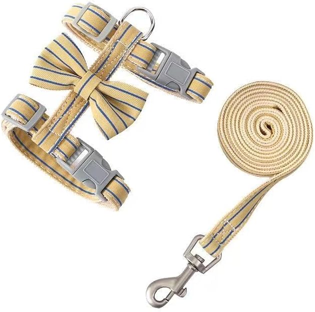 Butterfly Bow Tie Cat Harness and Leash Set - Adjustable, Escape-Proof, Breathable Kitten Vest with Cute Design for Small Cats & Indoor/Outdoor Safety Yellow XS-PawvioPets