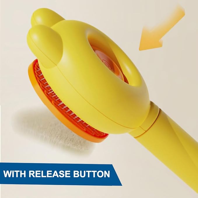 Cat Brush for Short or Long Haired Cats Dogs Rabbits, Cute Dog Brush with Release Button for Massage and Removes Loose Fur-PawvioPets