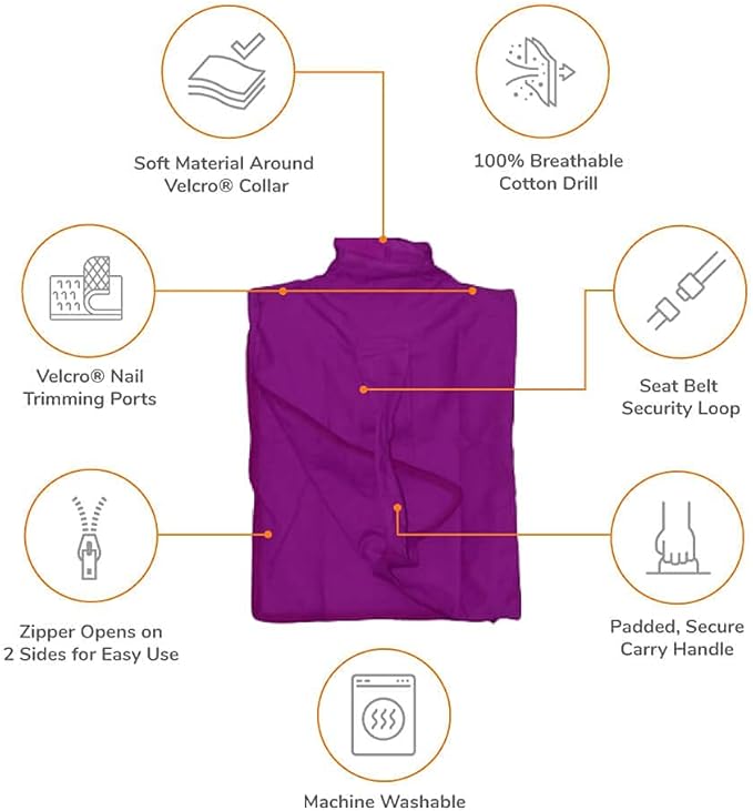 Cozy Comfort Carrier - Small Lavender Cat Carrier Soft, Cat Restraint Bag and Cat Sling Carrier for Grooming, Vet Visits, Medication Administration, Dental Care, and Nail Trimming-PawvioPets