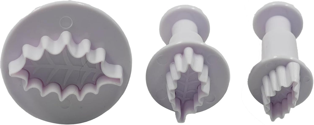 pson 3Pcs Plunger Cookie Cutter Set, Mini Plastic Biscuit Molds for Cake Decorating, Baking, Fondant, and DIY Crafts(Leaf)