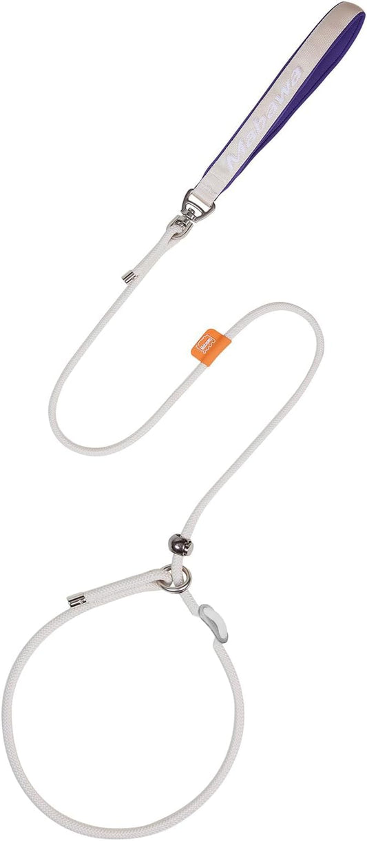 Dog Anti-Slip Leash 5FT with Metal Stopper - Durable No-Pull Training Lead for Small, Medium & Large Dogs - Comfortable Handle Nylon Rope, Tangle-Free Pet Walking Leash (Beige, 5.6FT)-PawvioPets