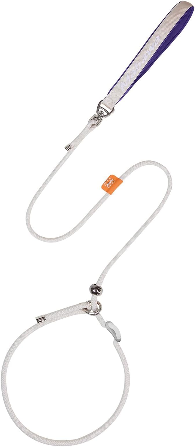 Dog Anti-Slip Leash 5FT with Metal Stopper - Durable No-Pull Training Lead for Small, Medium & Large Dogs - Comfortable Handle Nylon Rope, Tangle-Free Pet Walking Leash (Beige, 5 FT)-PawvioPets