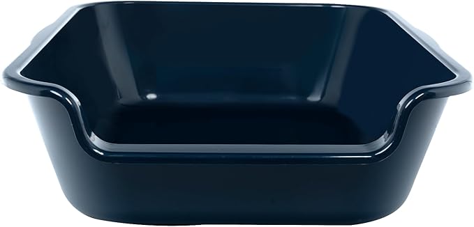 2 Pack of Extra Large Cat Litter Box (ABS Material), Low Entry Senior Litter Pen for Geriatric Kitty Big Cats, Jumbo Pet Safe Litter Boxes Tray for Pets Potty (Dark Blue, 20" L x 15.5" W)-PawvioPets