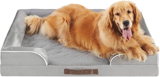 Friends Forever Orthopedic Dog Bed for Extra Large Dogs, Waterproof Memory Foam Dog Sofa Bed XL with Removable Washable Cover, Ally Grey, 42x32x7-PawvioPets