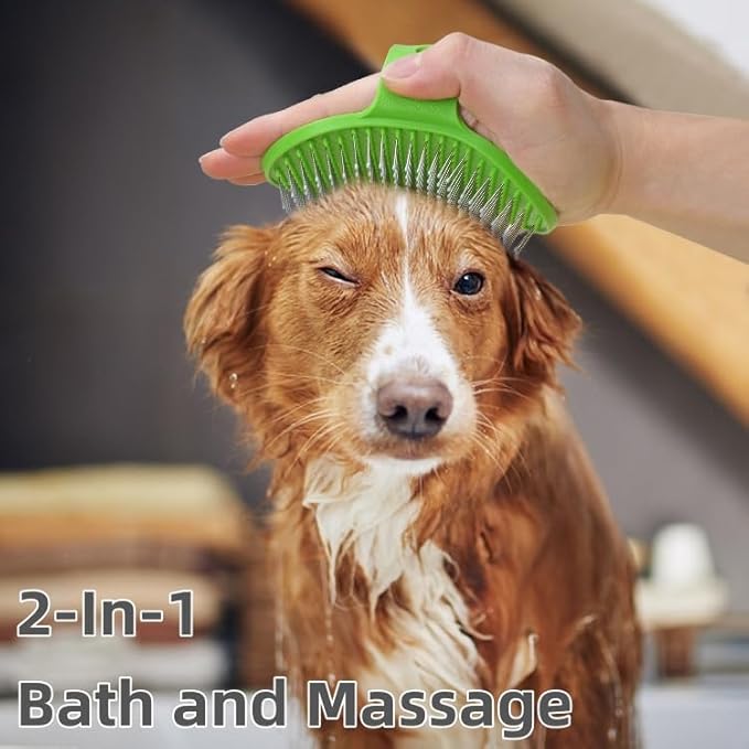 4-Pack Silicone Cat Brush Set, Pet Scratcher and Massager – Adjustable Pet Deshedding Brush, Bath Brush for Cats and Dogs, Suitable for Furniture Legs & Corners (Needle Style - 2PCS (Blue + Green))-PawvioPets