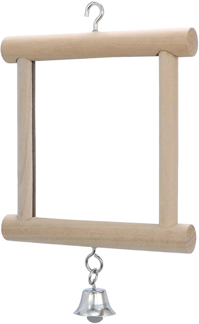 4 PCS Bird Mirror with Bell Parrot Hanging Interactive Playing Toy for Cockatiel Parakeets Canaries Budgie Cage Accessories-PawvioPets