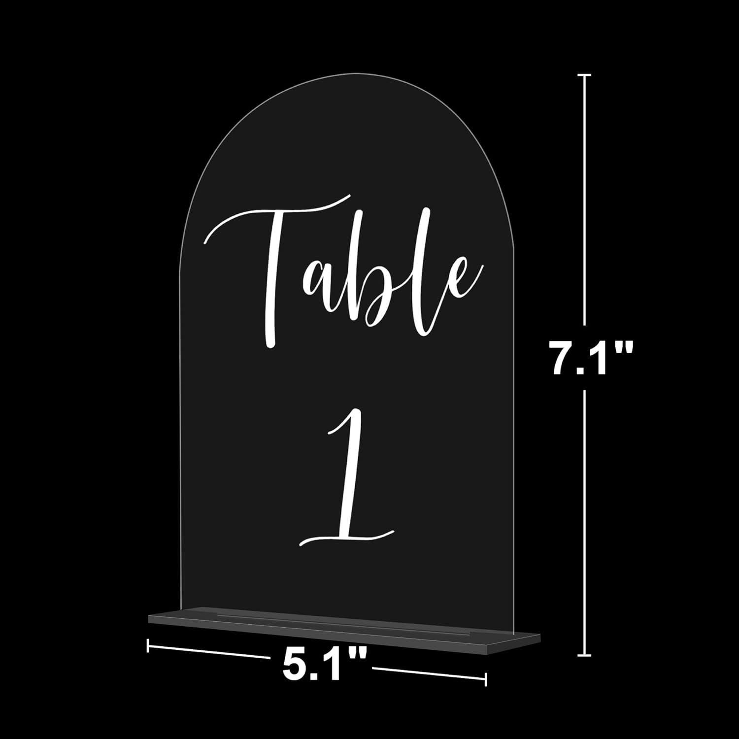 JOYIT Arch Wedding Table Numbers 1-20 with Stands – 5" X 7" Acrylic Table Signs with Clear Background White Text, Perfect Acrylic Table Numbers for Wedding Receptions, Parties, Anniversaries, and Events