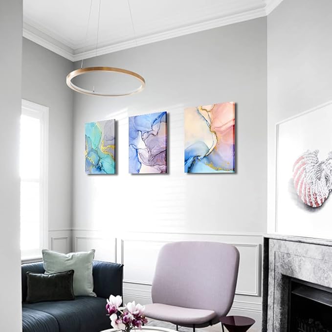 Abstract Wall Decor For Living Room Canvas Wall Art Paintings For Bedroom Colorful Color Abstract Wall Artworks Pictures For Office Kitchen Decoration Bathroom Home Decorations Art 3 Piece 12x16 Inch-PawvioPets