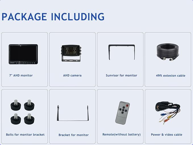 AHD 1080P 7" Reverse Rear View Backup Camera System, Camera with Night Vision Waterproof IP69K Vibration-Proof 10G for Tractor/Truck/Bus/Motorhome/Excavator/Caravan/Skid Steer/Harvester-PawvioPets