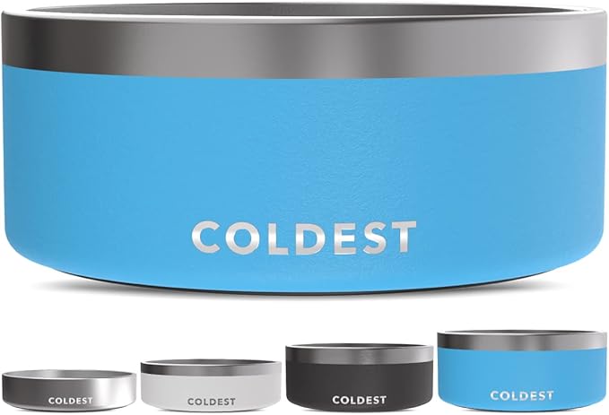 Coldest Dog Bowl - Anti Rust Metal, Non Slip, 3 Layers Insulated Stainless Steel Dog Bowls - Spill Proof & Heavy Duty - Water Bowl for Dogs, Cats & Pets, Dish Washer Safe (100 oz, Celestial Blue)-PawvioPets