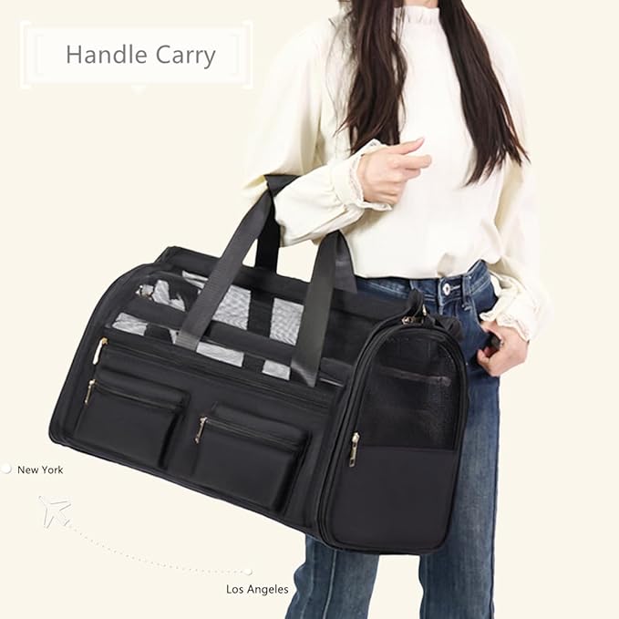 Cat Carrier Bag,Soft Sided Ventilated Pet Carrier for Small Dog Airline Approved Travel Puppy Carrier with Breathable Mesh, Foldable Portable for Outdoor Car-PawvioPets