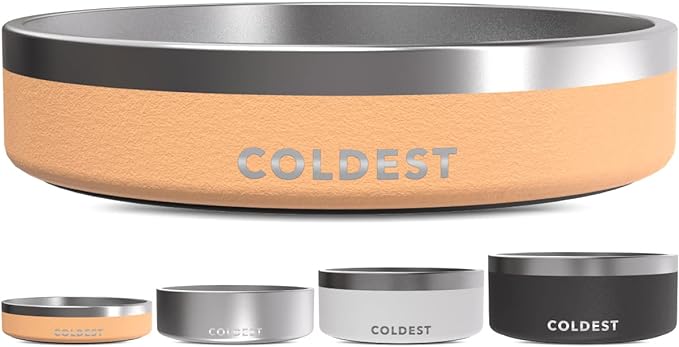 Coldest Dog Bowl - Anti Rust Metal, Non Slip, 3 Layers Insulated Stainless Steel Dog Bowls - Spill Proof & Heavy Duty - Water Bowl for Dogs, Cats & Pets, Dish Washer Safe (21 oz, Sahara Tan)-PawvioPets