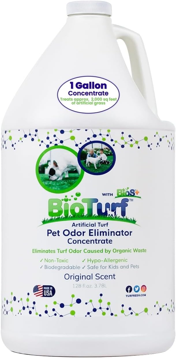 BioS+ Odor Eliminator Concentrate – Artificial Turf Cleaner for Pet Urine Outdoor & Yard Deodorizer for Dog Urine and Waste – Enzyme Formula, Safe for Pets, Kids & Plants – 1 Gallon-PawvioPets