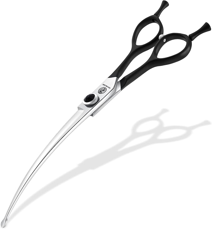 Dragon Creek 8" Downward Curved Dog Grooming Scissors Shears for Grooming Face and Paws Safety Round Tips Shears Trimming Cutting Scissors for Dog Cat Pet Black-PawvioPets