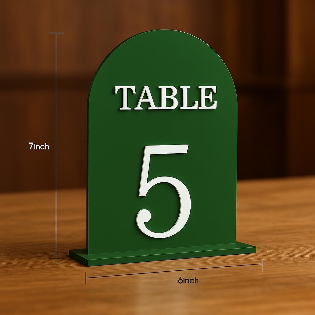Arch Wedding Table Numbers 1-20 with Stands, 5" X 7" Double Sided Acrylic Wedding Sign Holders, Durable Non-Fading Table Number for Wedding Reception, Events, and Centerpieces