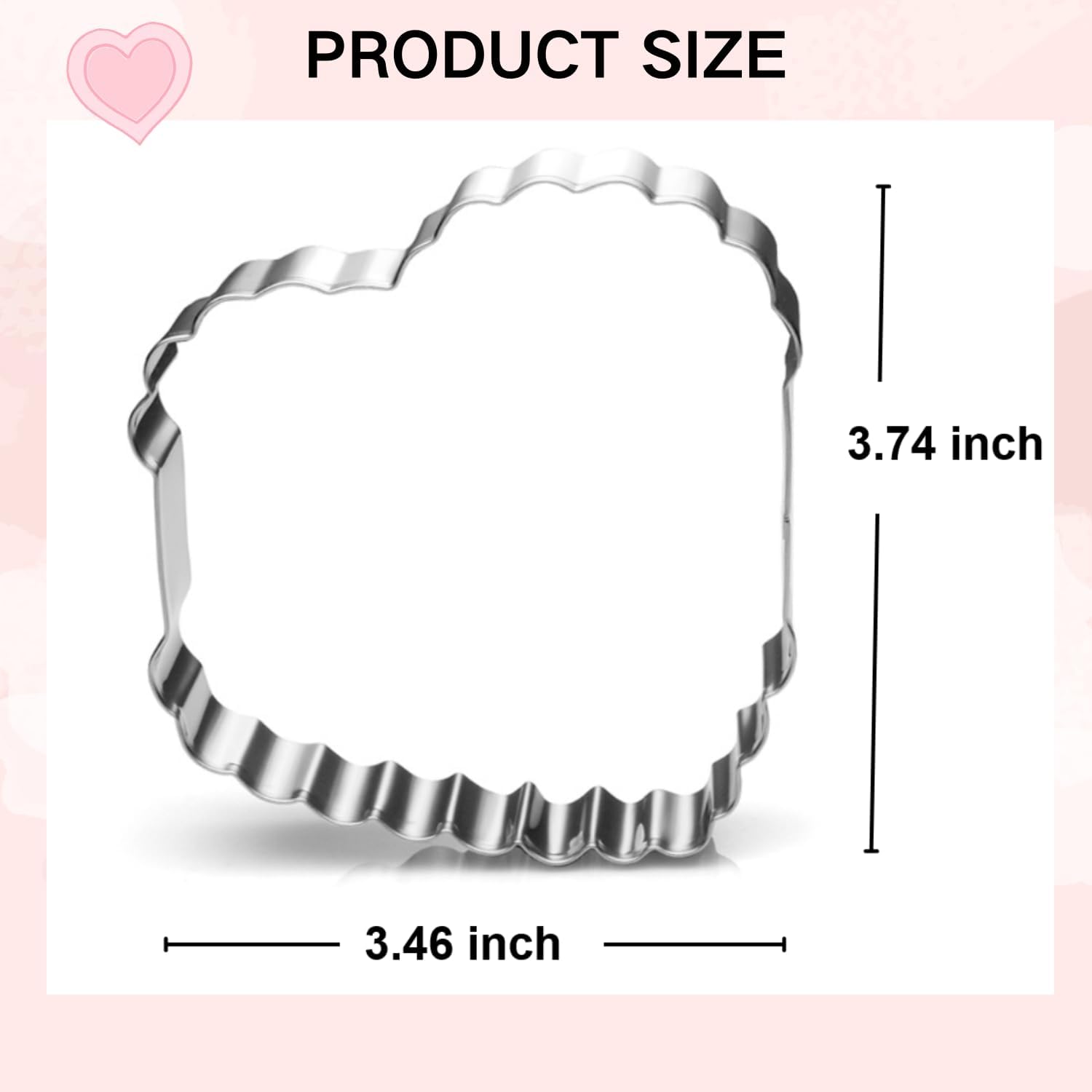 Vintage Heart Cake Cookie Cutter - 3.7 Inch - Stainless Steel - Dishwasher Safe - Perfect for Baby Shower, Birthday, Wedding, and Holiday Cookies