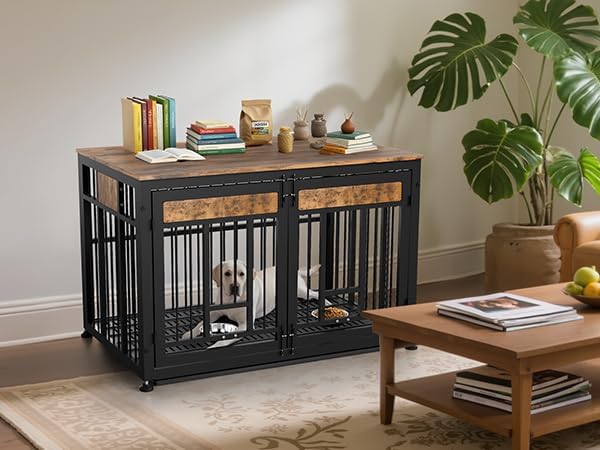 48 Inch Heavy Duty Dog Crate Furniture for Large Dogs, Decorative Pet House End Table, Extra Large Wooden Cage Kennel Furniture Indoor-PawvioPets
