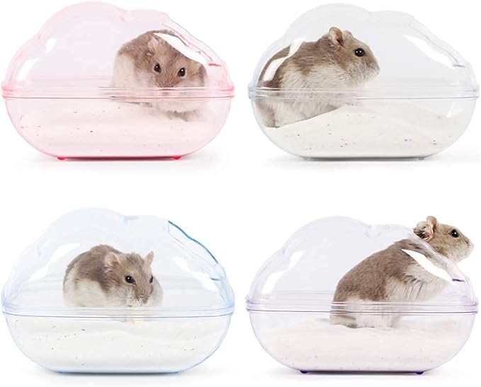 BUCATSTATE Hamster Sand Bath Container Large Hamster Toilet with Scoop Set Dust Bust Accessories for Small Animals (Transparent, Medium)-PawvioPets