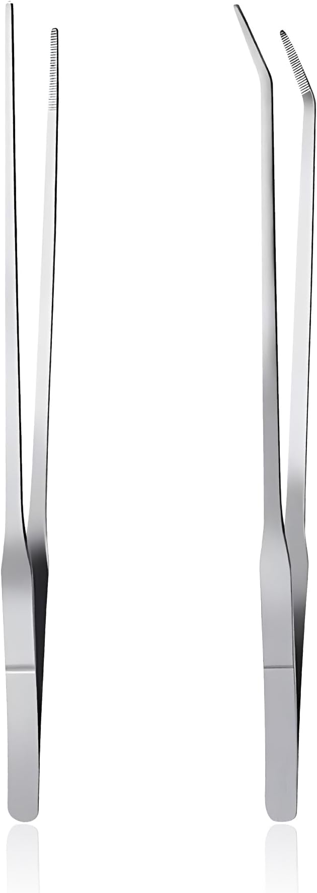 Feeding Tongs 2pcs Stainless Steel Aquarium Long Tweezers 27cm/10.6 inches Straight Curved Tweezers for Fish Tank Aquatic Plants Reptile Lizard Gecko Snake Spider Bird-PawvioPets