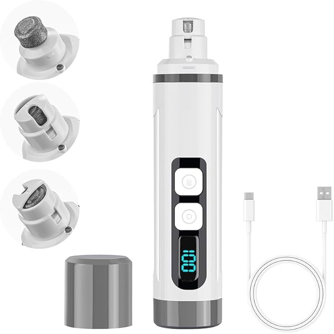 Dog Nail Grinder Quiet-2025 Release Ultra-Quiet Dog & Cat Nail Grinder with LED Light & Battery Display - Painless Nail Trimmer for Small to Large Pets, Thick Nails, and Sensitive Paws-PawvioPets