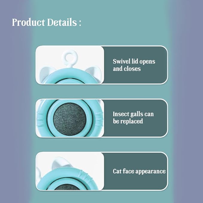 SLLOS Catnip Toys Balls 3 Pcs,Happy Planet 360°Rotating,Cat Energy Ball, Edible Kitten Silvervine Toys for Cats Lick, Healthy Kitty Teeth Cleaning Dental Chew Toys, Cat Wall Treats(Blue)-PawvioPets