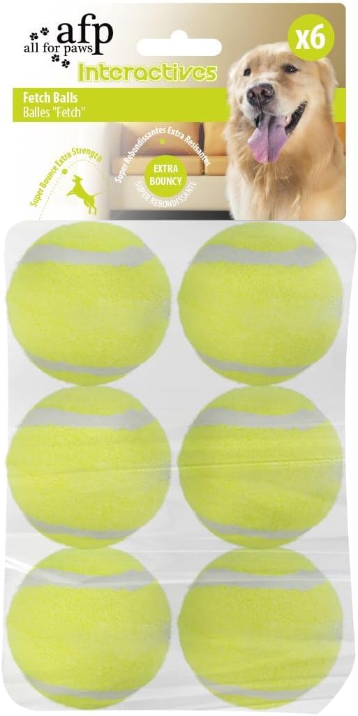 ALL FOR PAWS Dog Tennis Balls for Dogs, Great for Mini Ball Launcher, 6 Pack 2 Inch Tennis Balls-PawvioPets