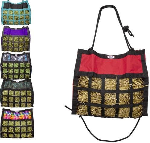 Derby Originals Scratchless Slow Feeder Horse Hay Bag with Super Tough Bottom and 6 Month Warranty (Red with Black Trim)-PawvioPets