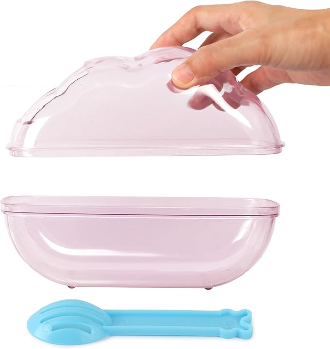 BUCATSTATE Hamster Dust Bath Container Hamster Sand Bath Kit Small Animal Toilet Cage Accessories for Gerbil, Syrian Hamster, Mouse, Rat (Pink, Medium)-PawvioPets