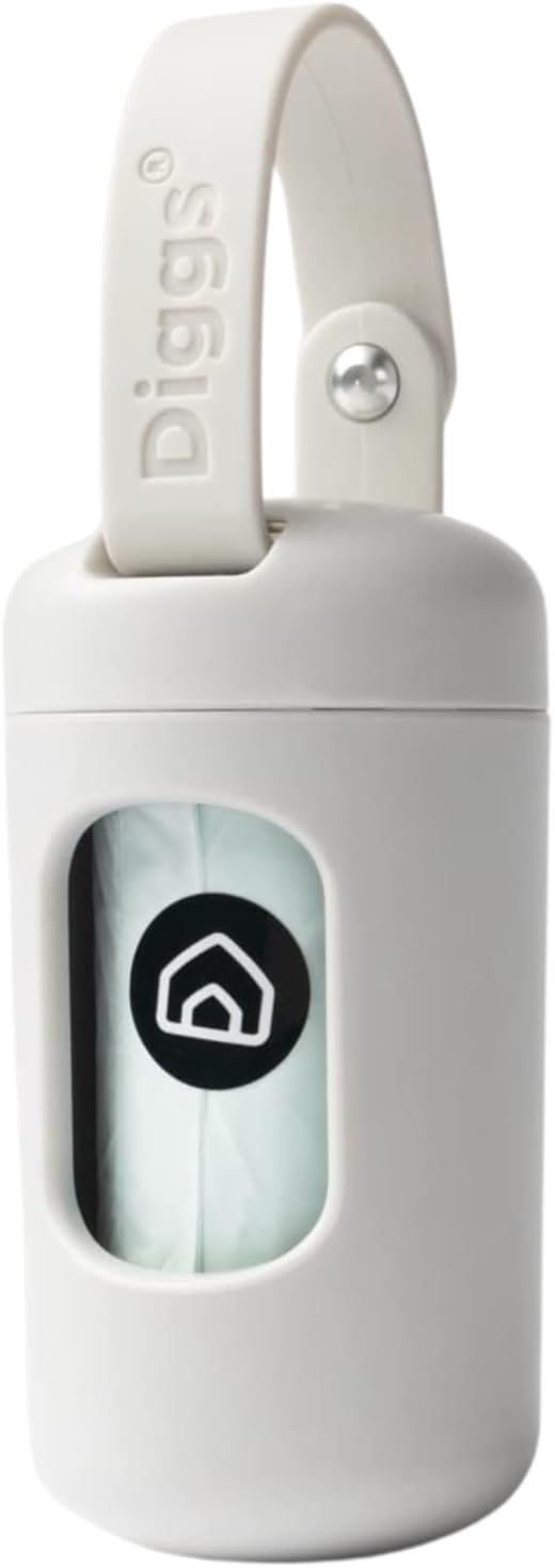 DIGGS Dog Poop Bag Dispenser for Leash - Premium Dog Waste Bag Holder with Easy One-Hand Dispensing (Ash)-PawvioPets
