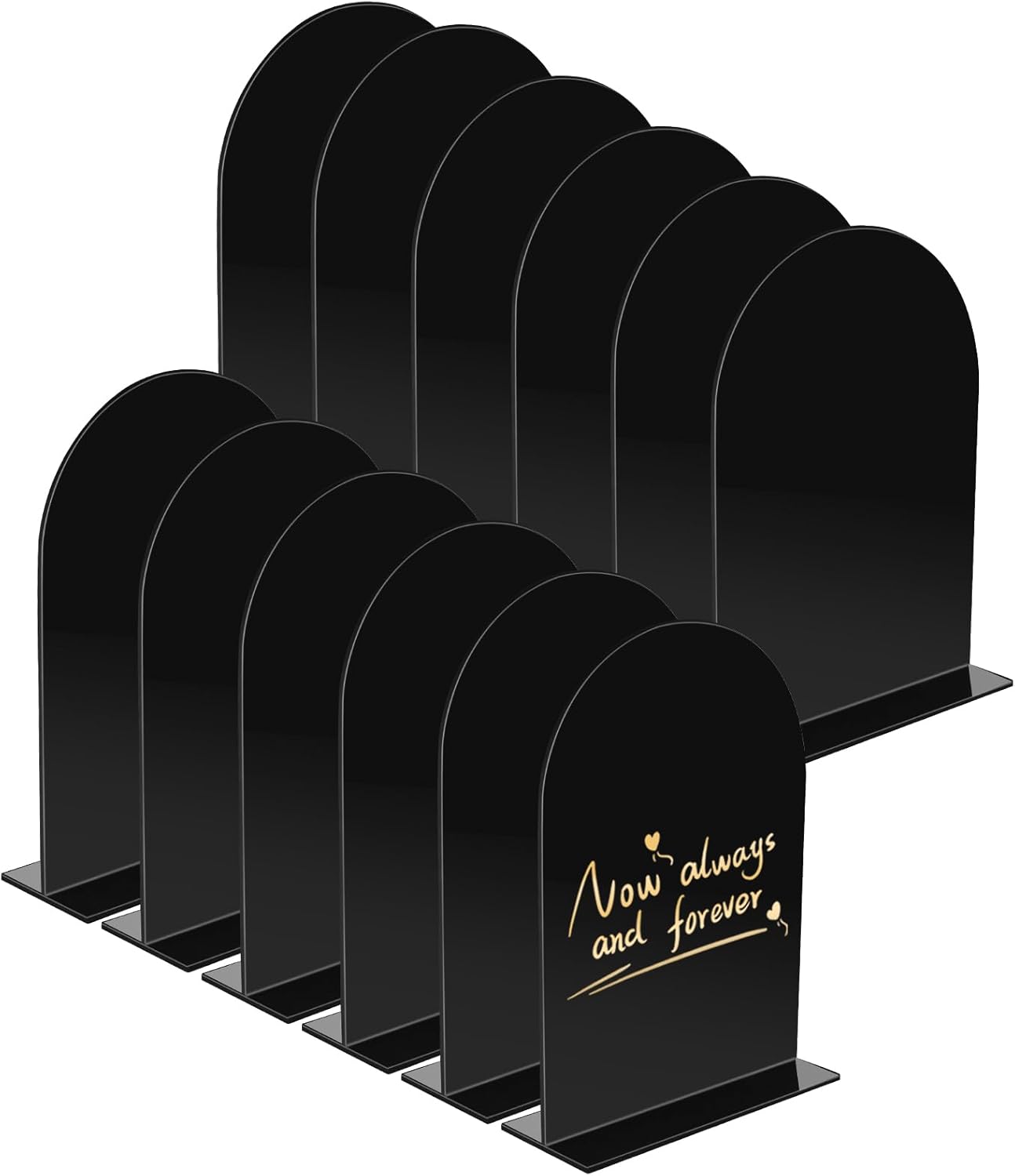 12 Pack Acrylic Wedding Signs 5 x 7 Inch DIY Blank Table Number with Base Black Arch Shape Menu Board for Party Anniversary Event Restaurant Cafe Decoration