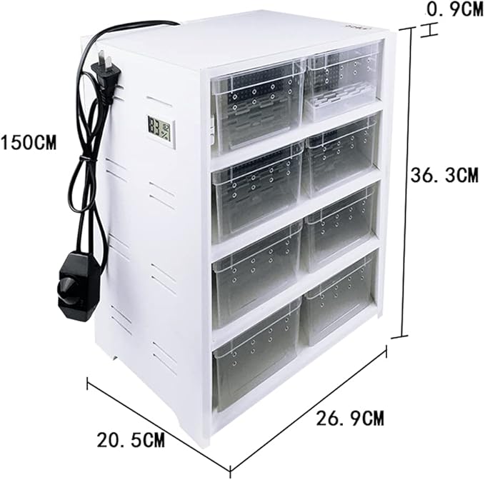 8-Grid Acrylic Pet Breeding Box,Large Reptile Enclosure with Hygrometer&Heating Pad,Lizard Spider Snake Tortoise Cage Pet Snake Terrarium Tank Multipurpose Multipurpose Feeding Box,White.-PawvioPets