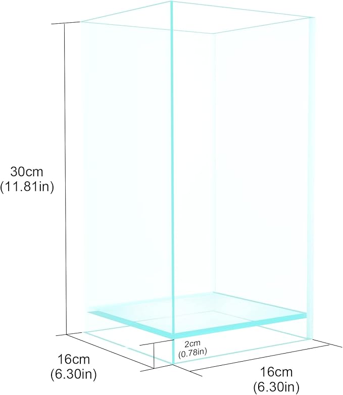 Fzone 2 Gal Nano Rimless Aquarium Low Iron Fish Tank NovaClear Ultra-White Translucent Glass Verso Series Nano Shallow Pond Levitating Floating Air Aquarium(A16-H30)-PawvioPets