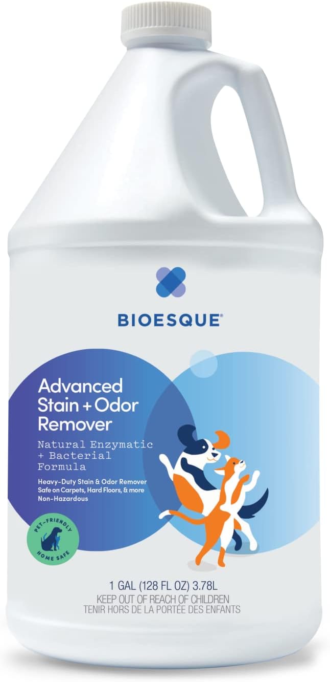 Bioesque Advanced Stain + Odor Remover, Pet-Friendly Natural Enzymatic & Bacterial Formula, Heavy-Duty Stain & Odor Remover, Safe on Carpets, Hard Floors, & More, 1 Gallon (Pack of 4)-PawvioPets