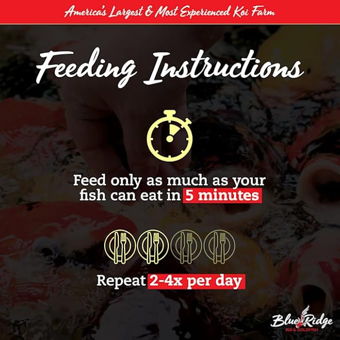 Blue Ridge Koi Fish Food 14lb - Koi Food 3/16” Large and Mini Blend Growth Formula, Goldfish Food, Premium Fish Food for Ponds, Ponds Fish Food, Floating Pond Pellets-PawvioPets