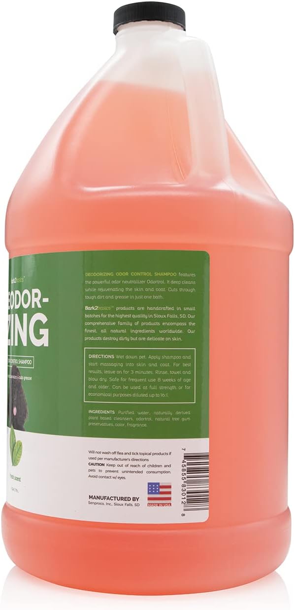 Bark2Basics Deodorizing Dog Shampoo, 1 Gallon | Powerful Odor Neutralizer Odortrol, Naturally Derived Ingredients, Eliminates Smelly Pet Odors, Powerful Deodorizing Formula, Professional Grade-PawvioPets