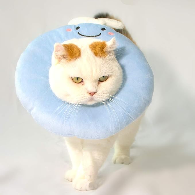 Adjustable Cat Recovery Collar Soft,Cute Pet E-Collar Neck Cone After Surgery Wound Healing Protective Cone Fit for Kitties, Small Dogs(ELC05-whale-l)-PawvioPets