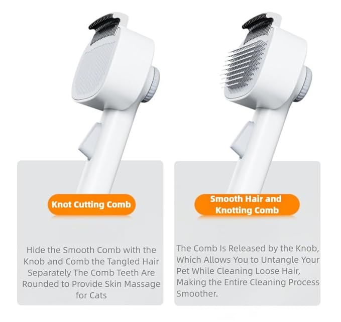 Adjustable Comb for Cats & Dogs: 2-in-1 Deshedding Brush with Hair Removal Board, Dematting Tool for Long/Short Hair - Undercoat Rake & Smooth Grooming Comb-PawvioPets