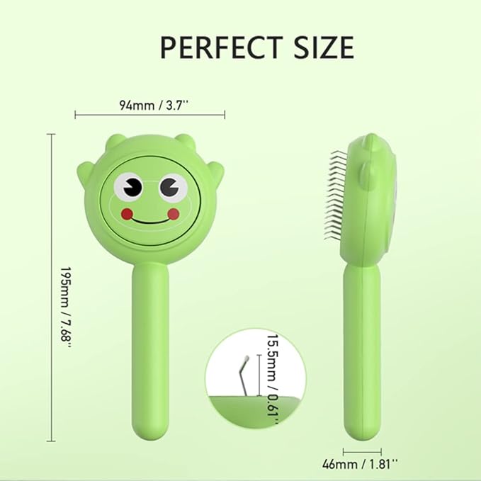 Dog Brush for Short or Long Haired Dogs, Frog Shape Dog Brush with Release Button, Dog Hair Brush Dog Grooming Deshedding Brush for Dog Kitten Rabbit Massage Removes Loose Fur-PawvioPets